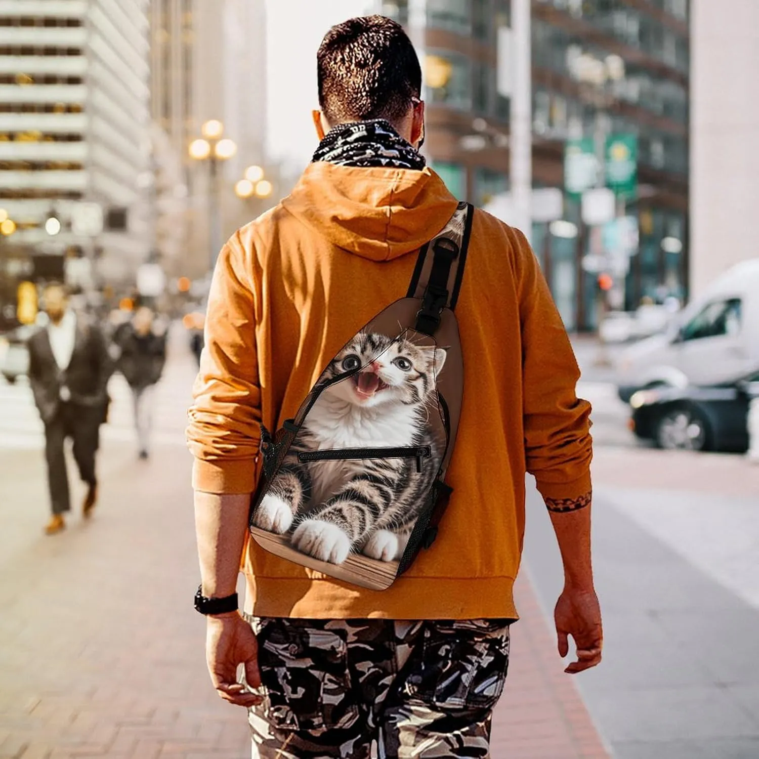 Crossbody Sling Bag Colorful Skulls Print Backpack Sling Bag Travel Hiking Chest Bag Shoulder Bag Daypack