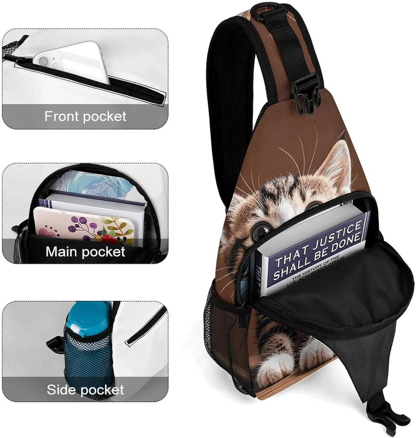 Crossbody Sling Bag Colorful Skulls Print Backpack Sling Bag Travel Hiking Chest Bag Shoulder Bag Daypack