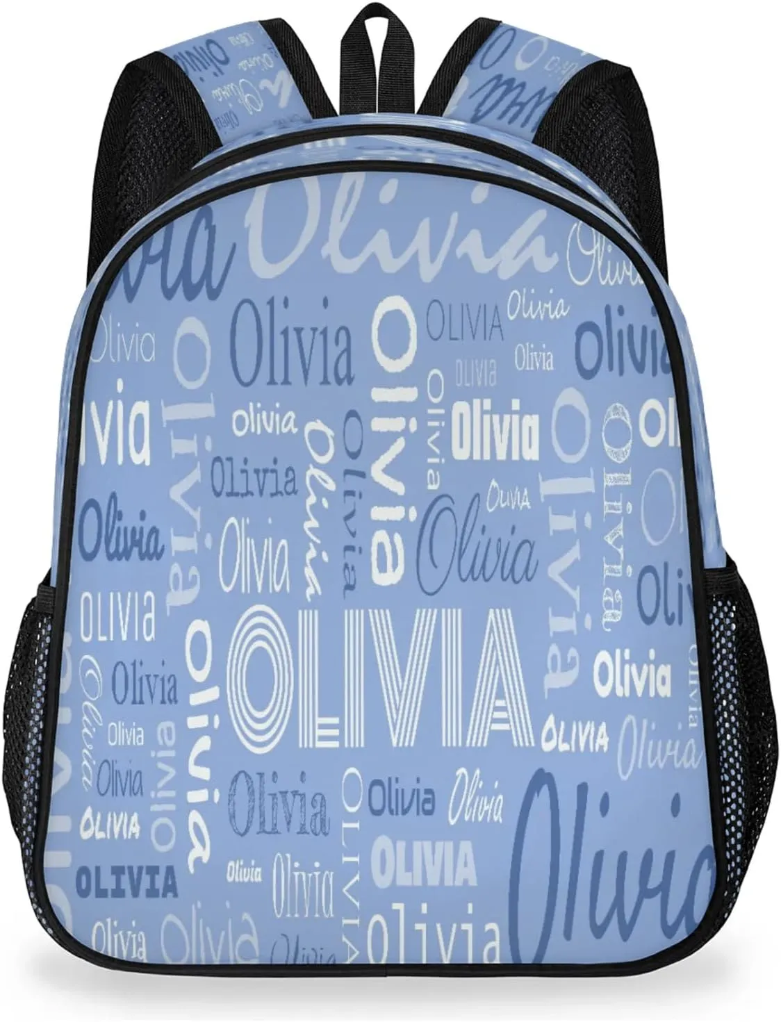 Custom Backpack Bag for Women Men, Waterproof Personalized Casual Backpacks with Name, Blue Background Custom Daypack with Adjustable Shoulder Straps