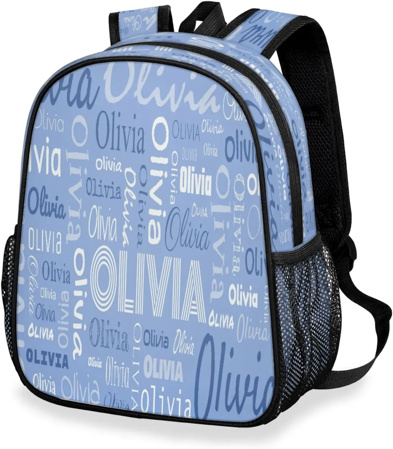 Custom Backpack Bag for Women Men, Waterproof Personalized Casual Backpacks with Name, Blue Background Custom Daypack with Adjustable Shoulder Straps