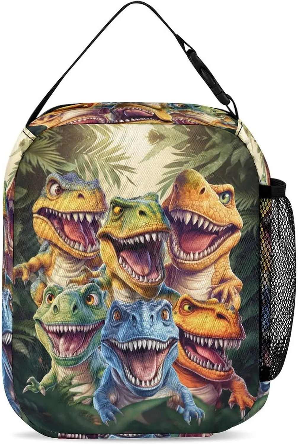 Custom Dinosaur Backpack with Lunch Box & Pencil Case, 16 Inch Cute Jurassic Dinosaurs Themed Bookbag, Adjustable Lightweight Large Capacity, Colorful Daily Casual Backpacks Set with Lunch Bag