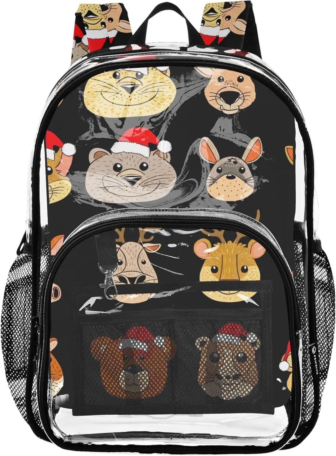 Cute Cartoon Animal Black Travel Clear Backpack Floral Kids Girls Backpack Boys School Clear Plastic Bag Pvc