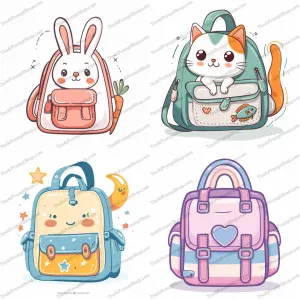 Cute Cartoon Backpacks AI MidJourney Image Prompt, 8899