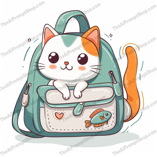 Cute Cartoon Backpacks AI MidJourney Image Prompt, 8899