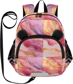 Cute Ears School Backpacks Leash Cool Girls Anti-Lost Personalized Mini Bookbag with Reflective Strip Cute Cartoon Animal Bear Marble Rose Gold Hot Peach mochilas escolares para ni?os de kinder