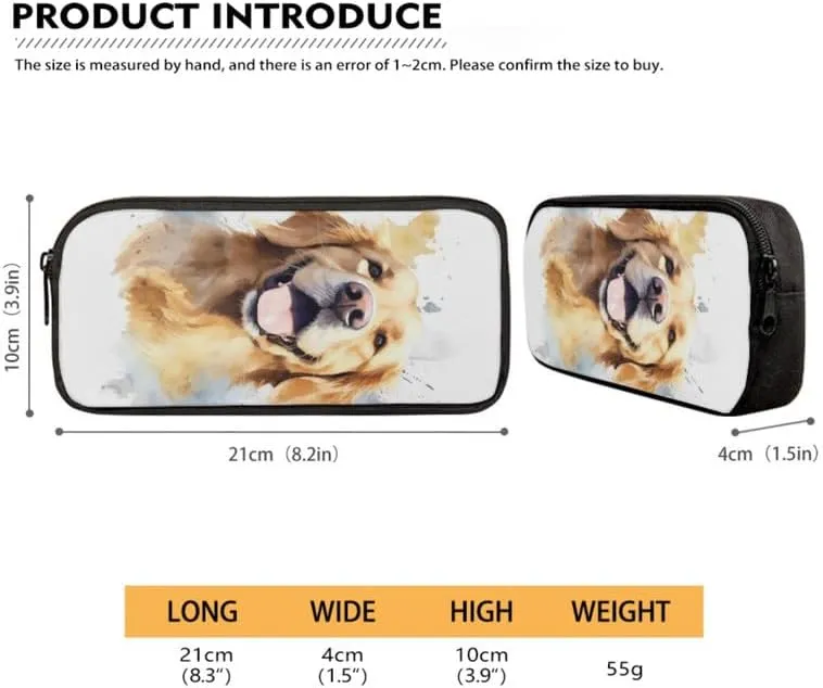 Cute Golden Retriever Dog 3 in 1 Teens School Bag Watercolor Golden Retriever Puppy Casual Backpacks for Student Boys Girls Cute Animal Bookbag Insulated Lunch Bag Pencil Case