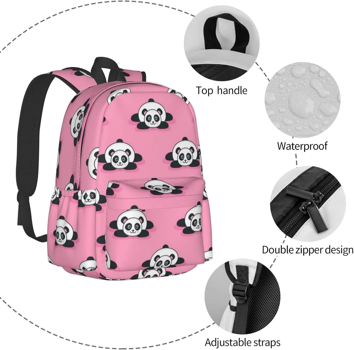 Cute Panda Unisex Backpacks 15in Laptop Backpack Multipurpose Double Shoulder Bag For Men Women Gifts