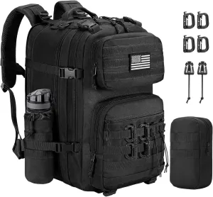 CVLIFE 60L-50L Large Tactical Backpack for Men, Heavy Duty Bug out Bag, Expandable Molle Military Backpack, Army Assault Pack, Black