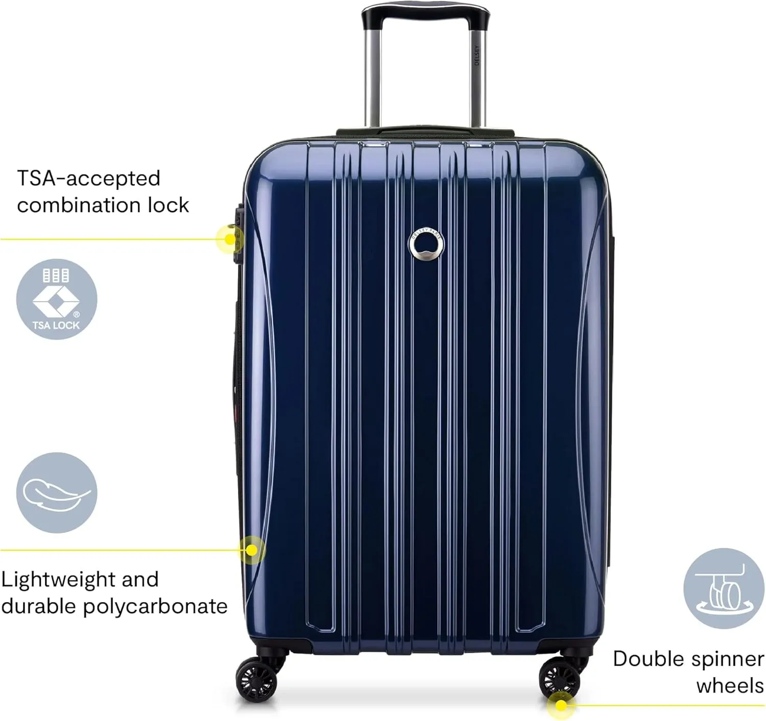DELSEY PARIS Helium Aero Hardside Expandable Luggage with Spinner Wheels, Titanium, Carry-On 19 Inch
