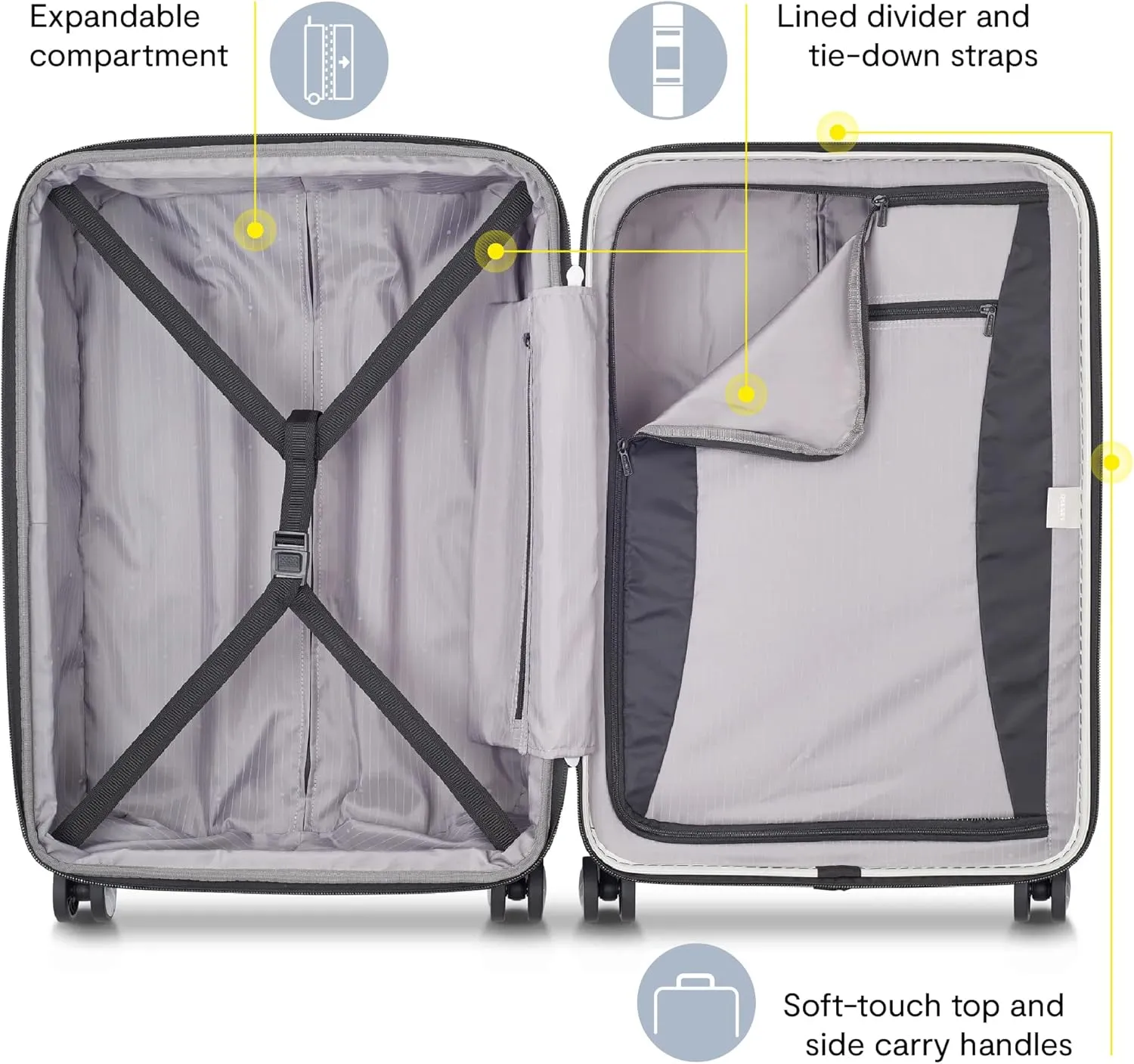 DELSEY PARIS Titanium Hardside Expandable Luggage with Spinner Wheels Carry-On Luggage, Graphite, Carry-On 19 Inch
