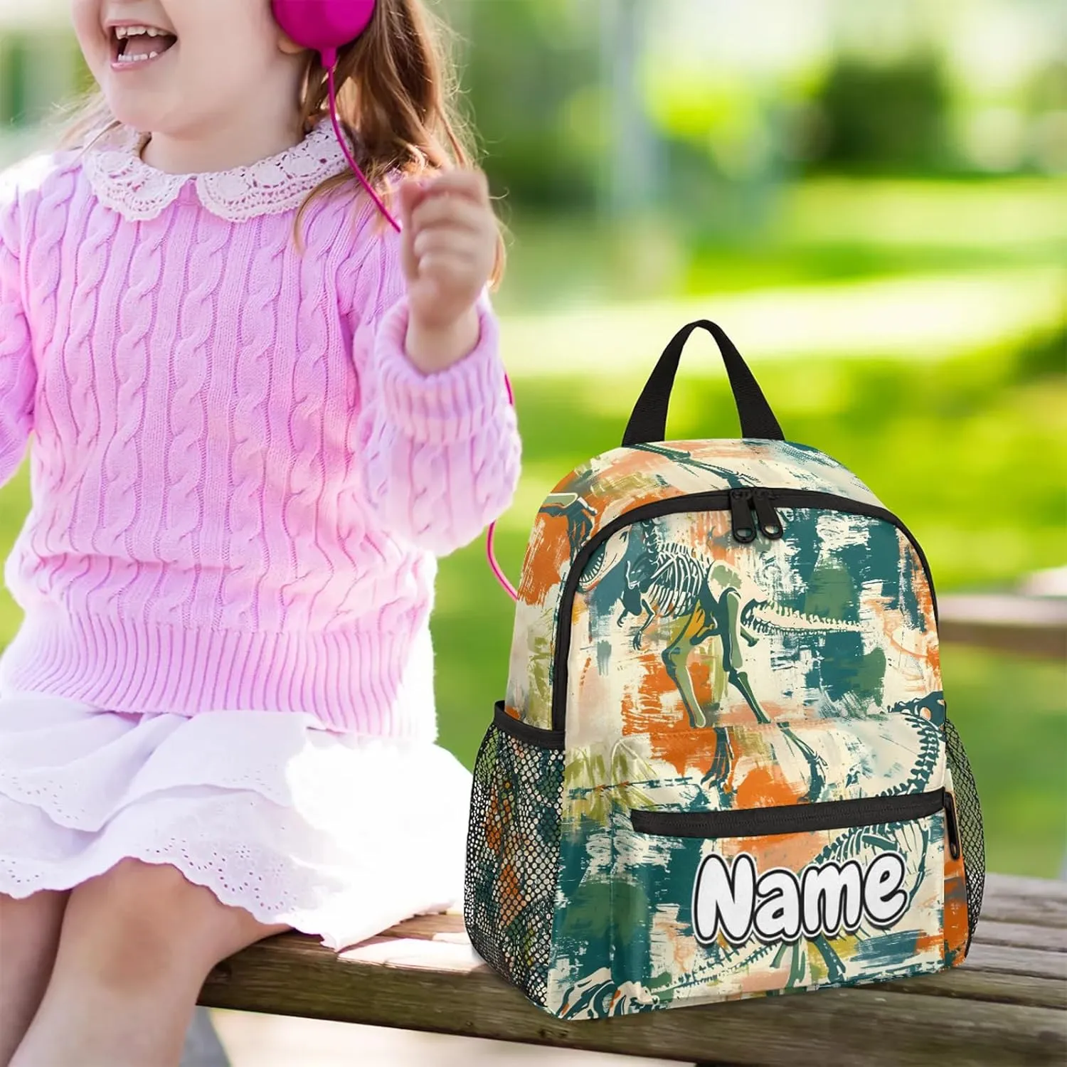 Dinosaurs Art Personalized Backpack Bag with Name Lightweight Custom Shoulder Bags Waterproof Casual Backpacks Travel Laptop Bag for Work Picnic 12in
