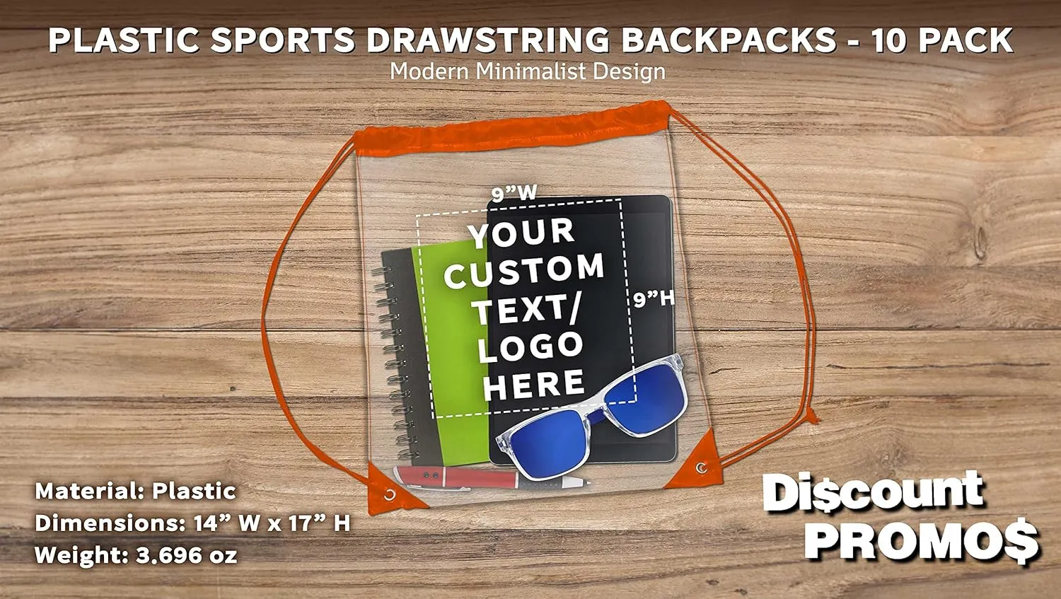 DISCOUNT PROMOS Plastic Drawstring Backpacks