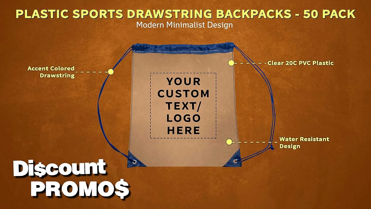 DISCOUNT PROMOS Plastic Drawstring Backpacks