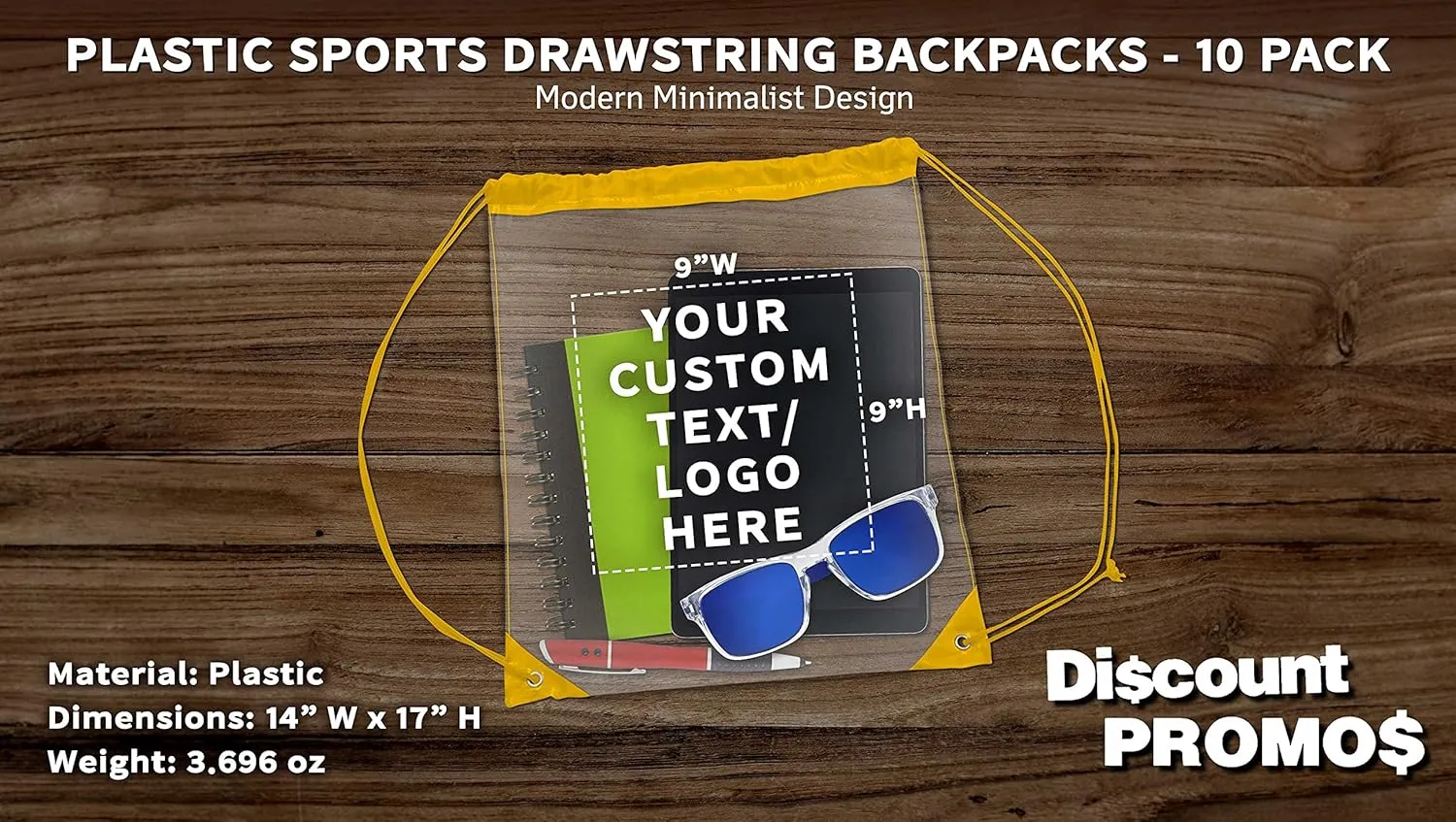 DISCOUNT PROMOS Plastic Drawstring Backpacks