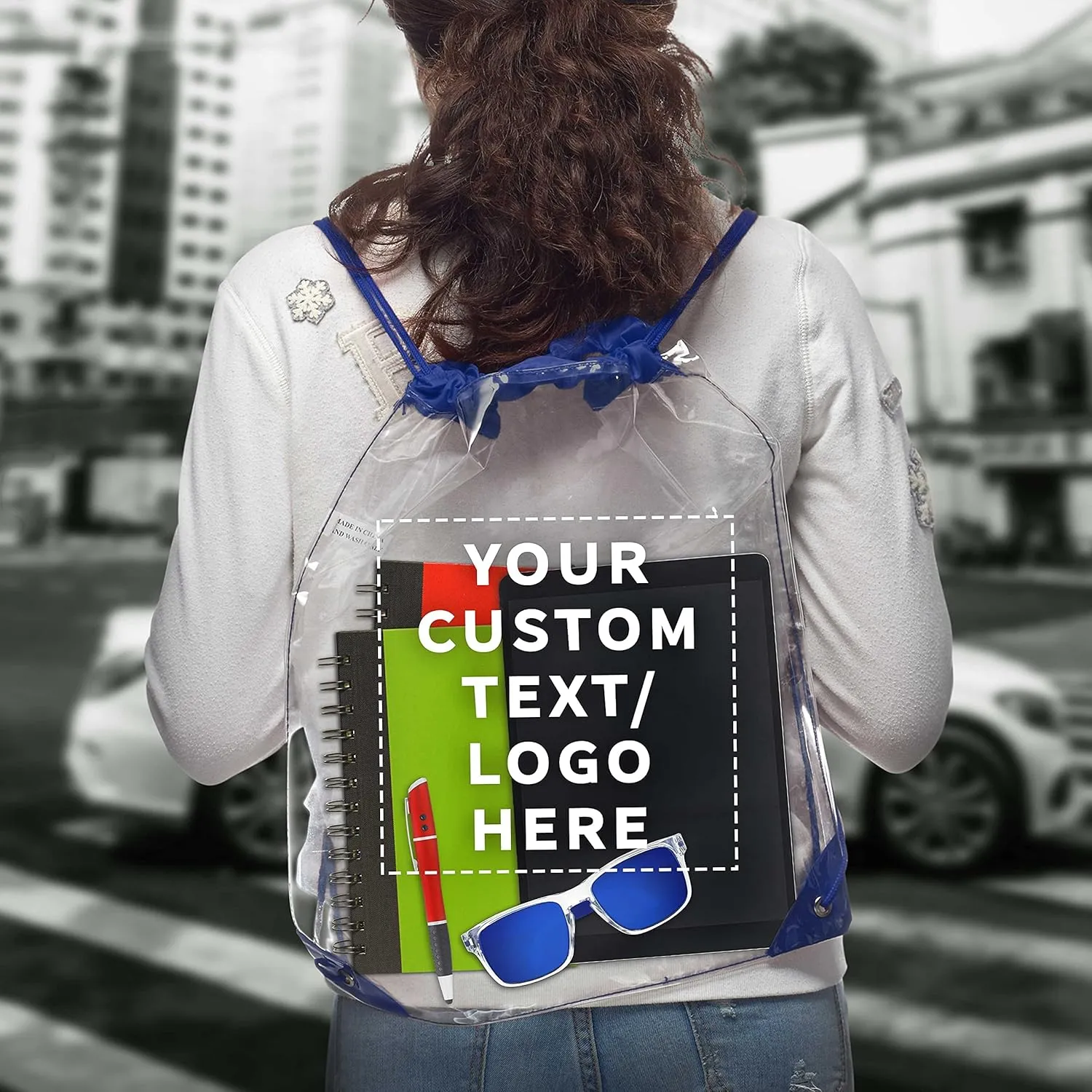 DISCOUNT PROMOS Plastic Drawstring Backpacks