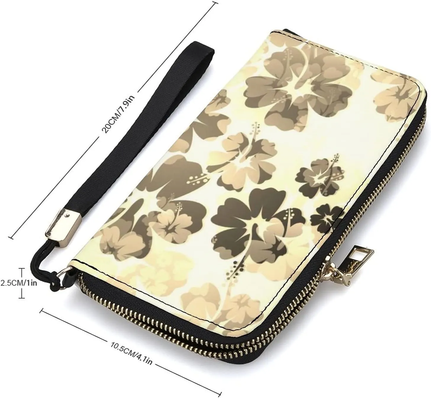 Donnapink Long Clutch Wallet, Long Handbag with Wristlet Strap, PU Leather Zip Purse