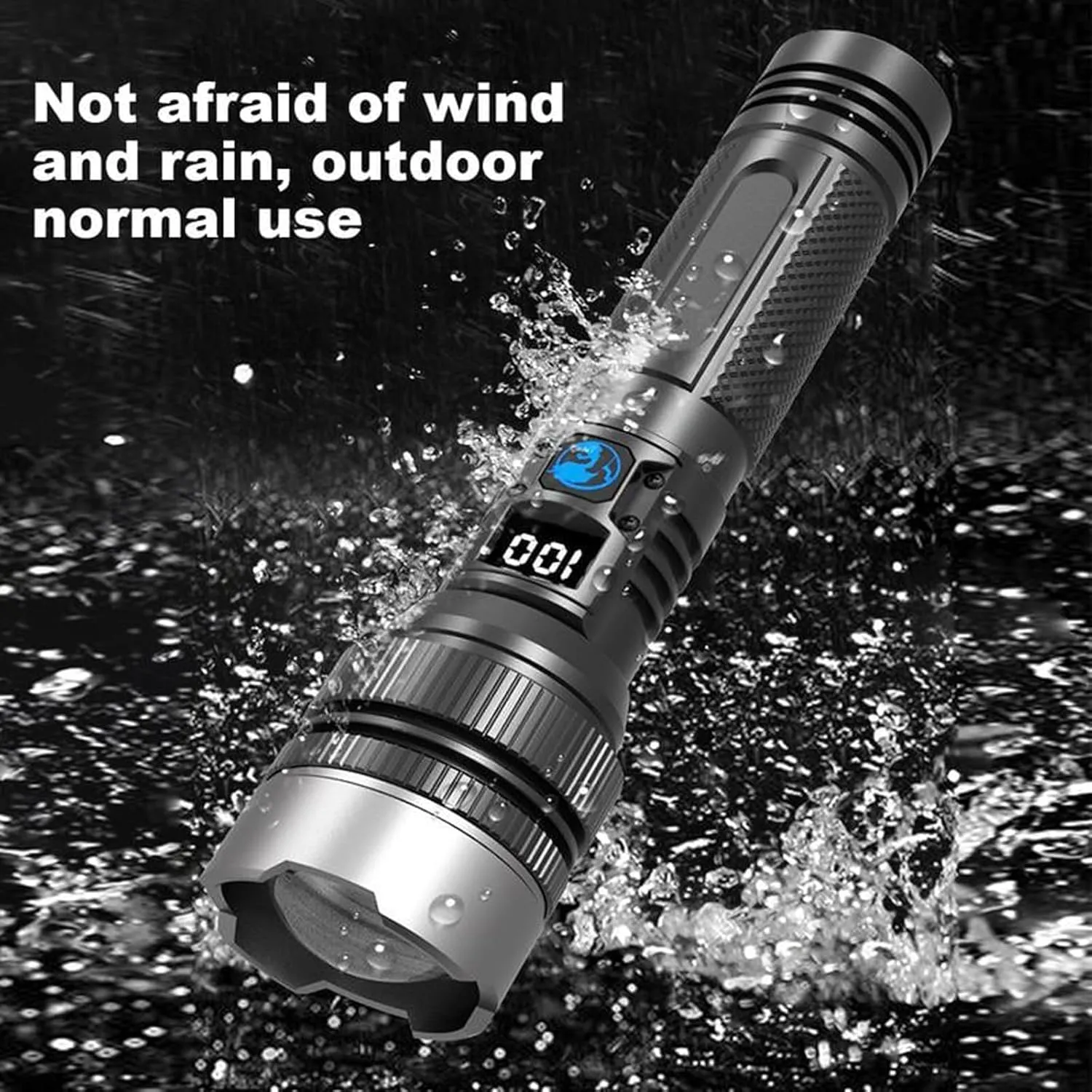 Easiotward Flashlight, LED Tactical Flashlight Rechargeable, Digital Display High Lumens Flashlights Zoomable & 3 Modes & Waterproof for Emergencies, Camping, Hiking, Outdoor, Indoor (1pcs)