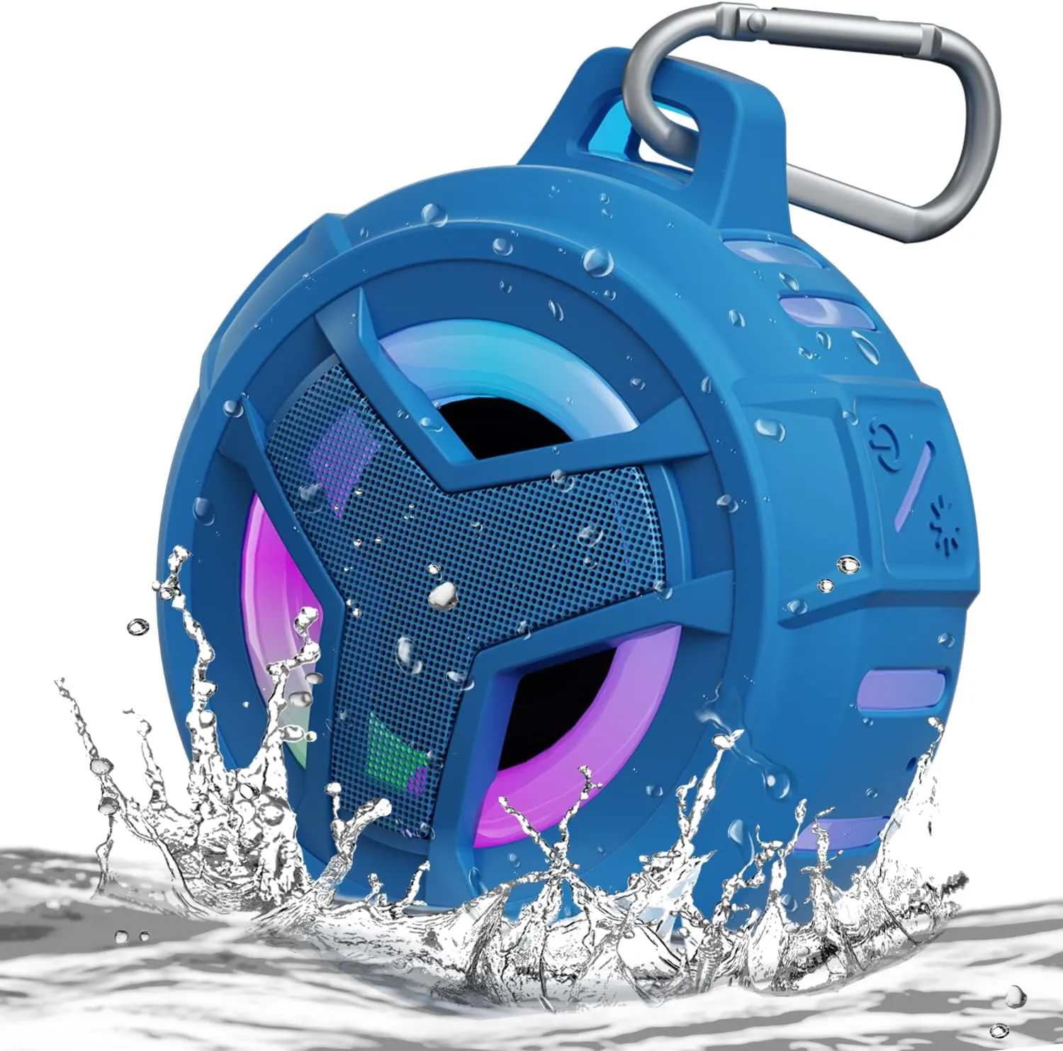EBODA Shower Bluetooth Waterproof Speaker, IPX7 Floating Portable Wireless Small Speakers with Light, 24H Playtime for Beach, Pool, Kayak Accessories, Gifts for Men and women -Coral Blue