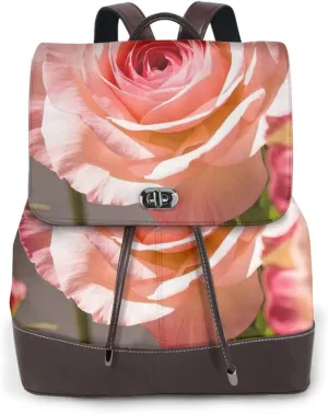 Eternal Bloom Print Cute Purse Backpack for Women, Soft PU Leather Casual Backpacks for Travel, Work, Shopping