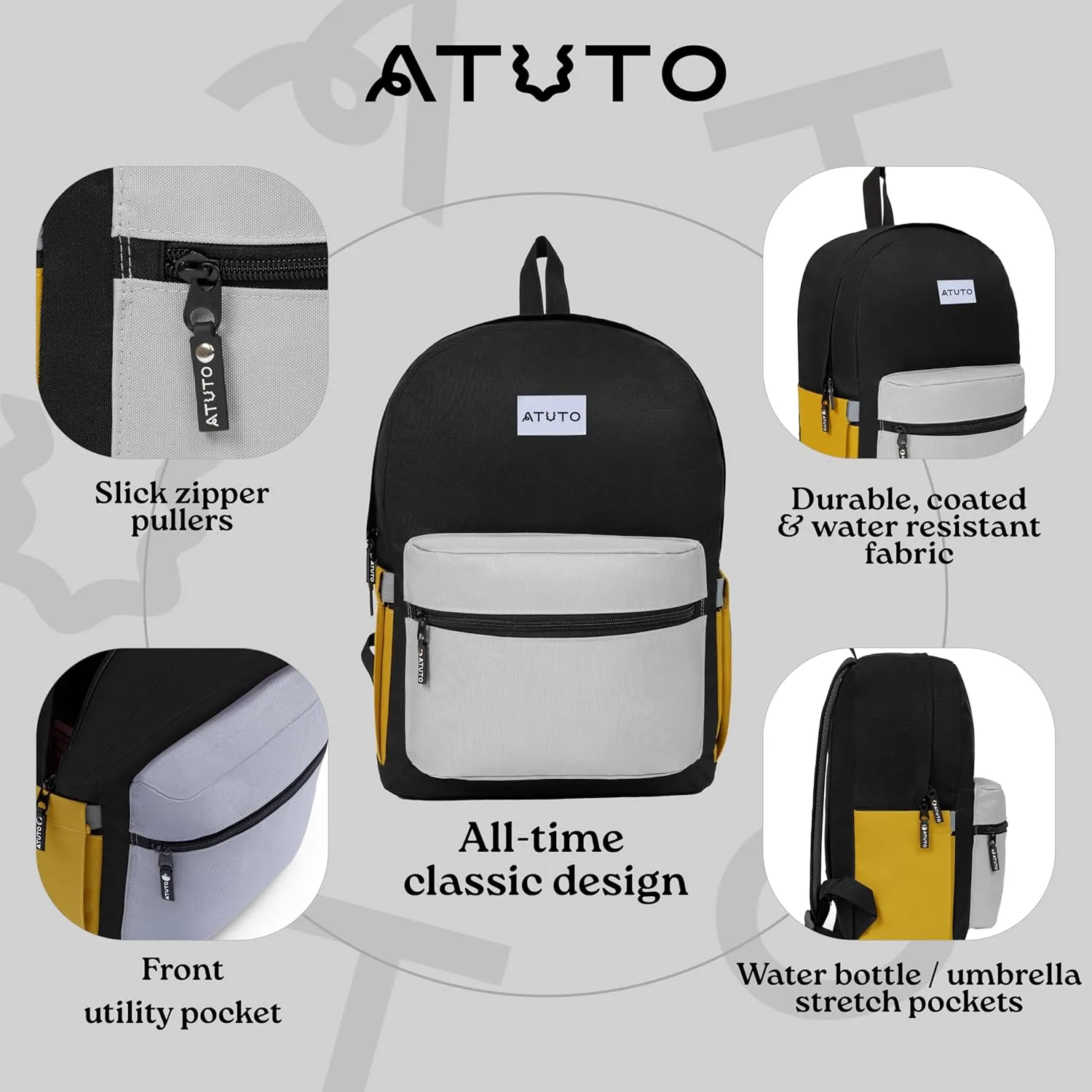 Everyday Backpack, Basic Backpack for Women and Men, Casual Backpack with 20L, Classic Backpack with Durable Fabric (Tricolor Black)
