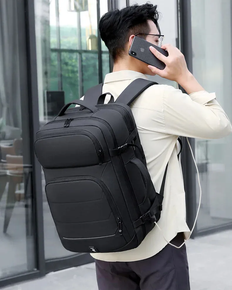 Expandable Men‘s 17 Inch Laptop Backpacks Waterproof Notebook Bag USB Schoolbag Sports Travel School Bag Pack Backpack For Male