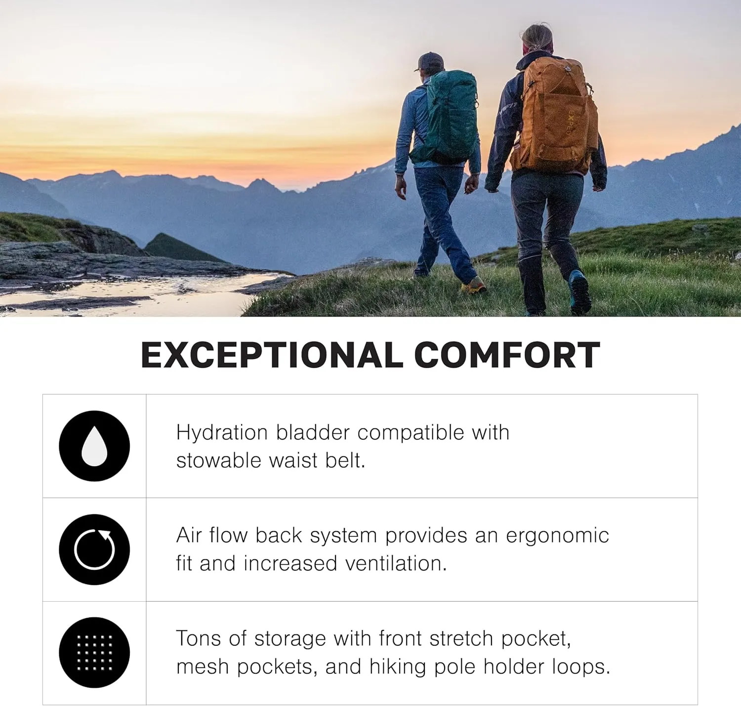 Exped Skyline 30 Liter Backpack - Lightweight Daypack Used for Demanding Hikes, and Multi-Day Hut Tours, Rain Cover, Storage and Bladder Compartment, Short/Medium, Gold
