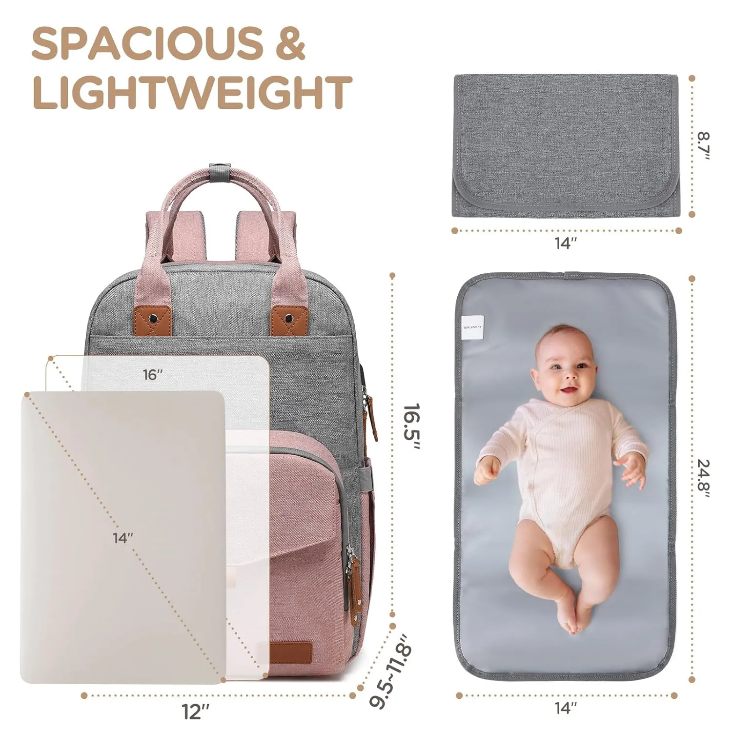 Extra Large Diaper Bag for 2 Kids - Expandable 35L Twin Baby Bags Backpack with 4 Insulated & 16" Laptop Pocket & 2 Compartments - Big Diapers Backpacks - Travel Pañaleras Para Bebe, Unisex