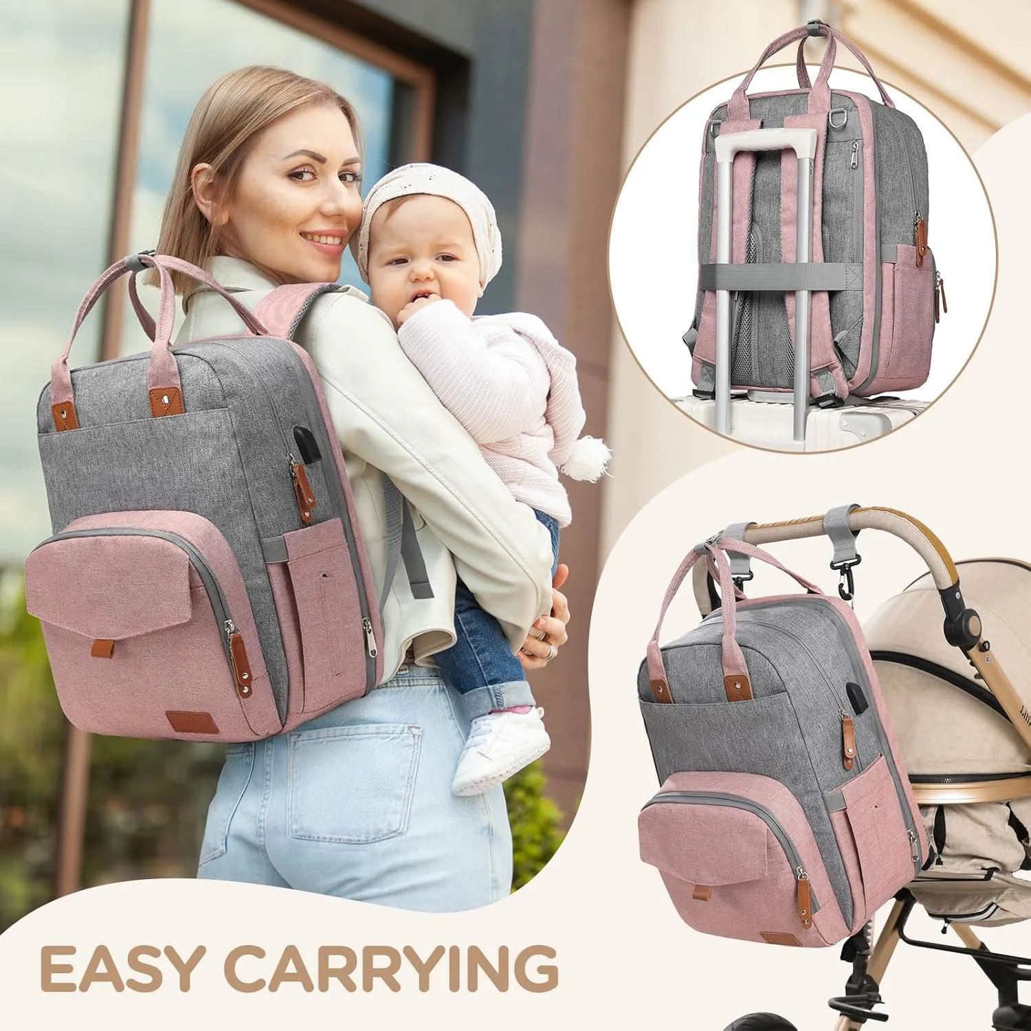 Extra Large Diaper Bag for 2 Kids - Expandable 35L Twin Baby Bags Backpack with 4 Insulated & 16" Laptop Pocket & 2 Compartments - Big Diapers Backpacks - Travel Pañaleras Para Bebe, Unisex