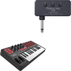 F1R Mini Guitar Headphone Amp, KB-25mini USB MIDI Keyboard Controller 25 Keys