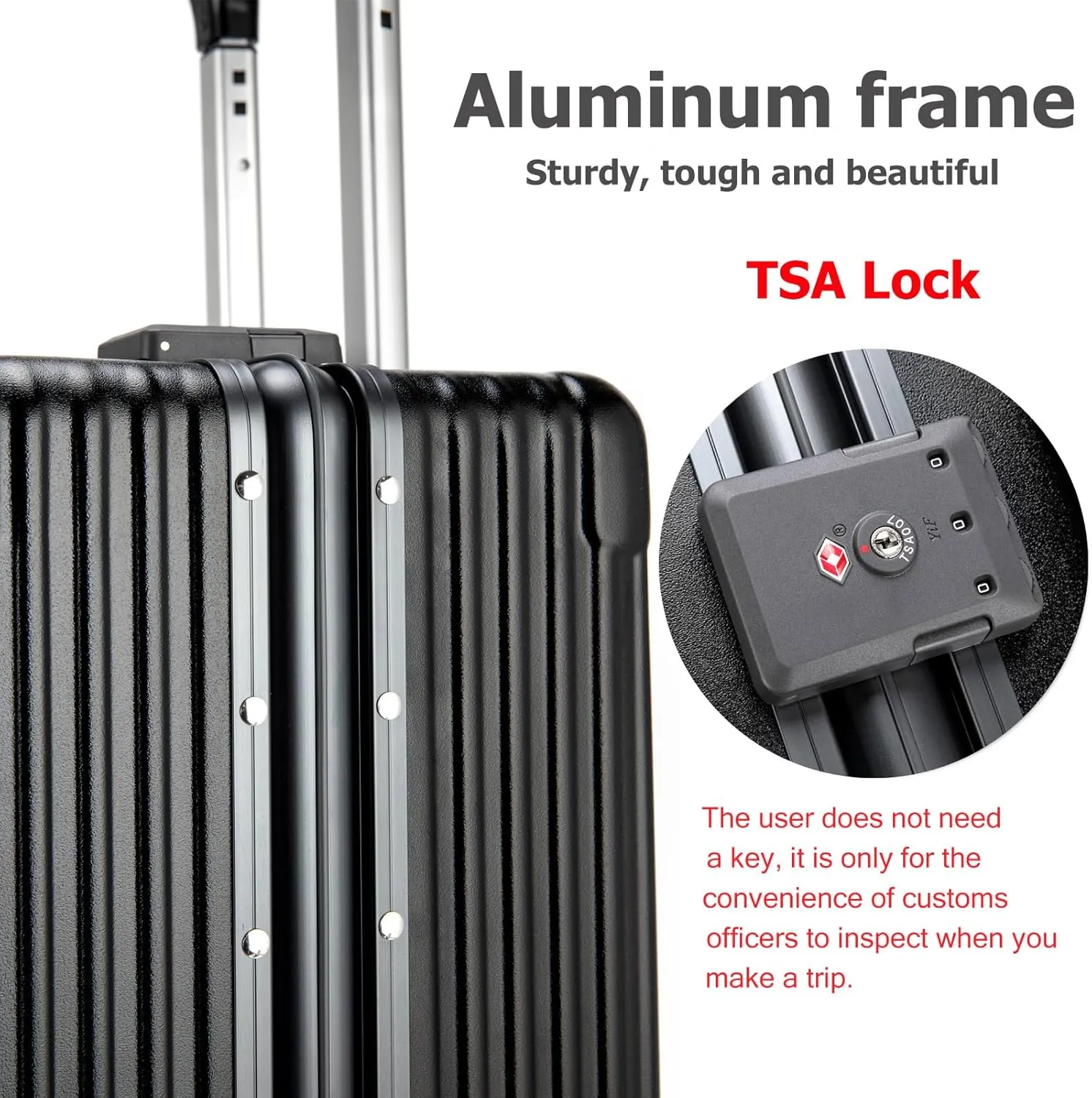 feilario 20in Aluminium Frame Hardside Expandable Spinner Wheel Luggage, Built-In TSA lock Carry on Suitcase, with Cup Holder & Phone Holder