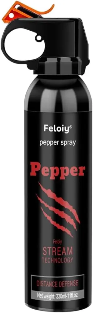 Feloiy Pepper Spray - for Home and Outdoor Security Protection, Comes with a Safety Clip, Ergonomic Grip for More Accurate Aiming (330ml)