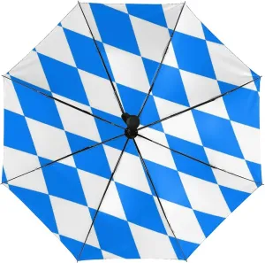 Flag-of-Bavaria Travel Umbrella Windproof 3 Folding Compact Umbrella for Rain Auto Open Close for Men Women