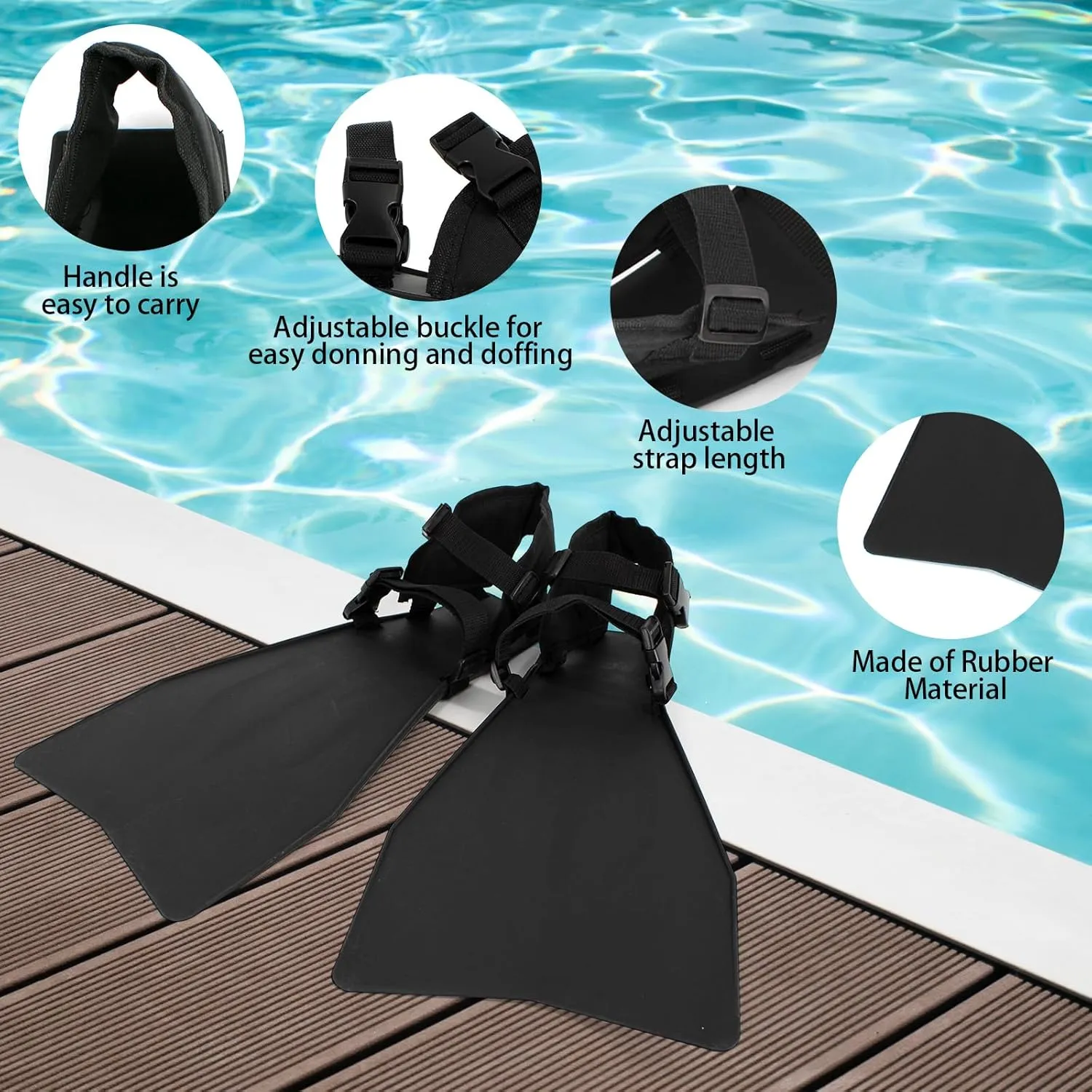 Float Tube Fin, One Size Adjustable Buckle, Float Tube Fins for Fishing for Diving, for Adult Men Women