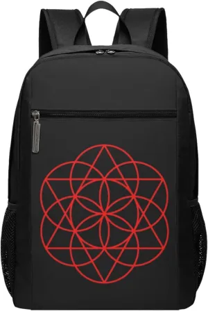 Flower of Life Sacred Geometry Travel Laptop Backpack, Business Anti Theft Slim Sturdy Laptops Backpacks, College Computer Bag Gift for Men & Women Fits 17 Inch Notebook,Black