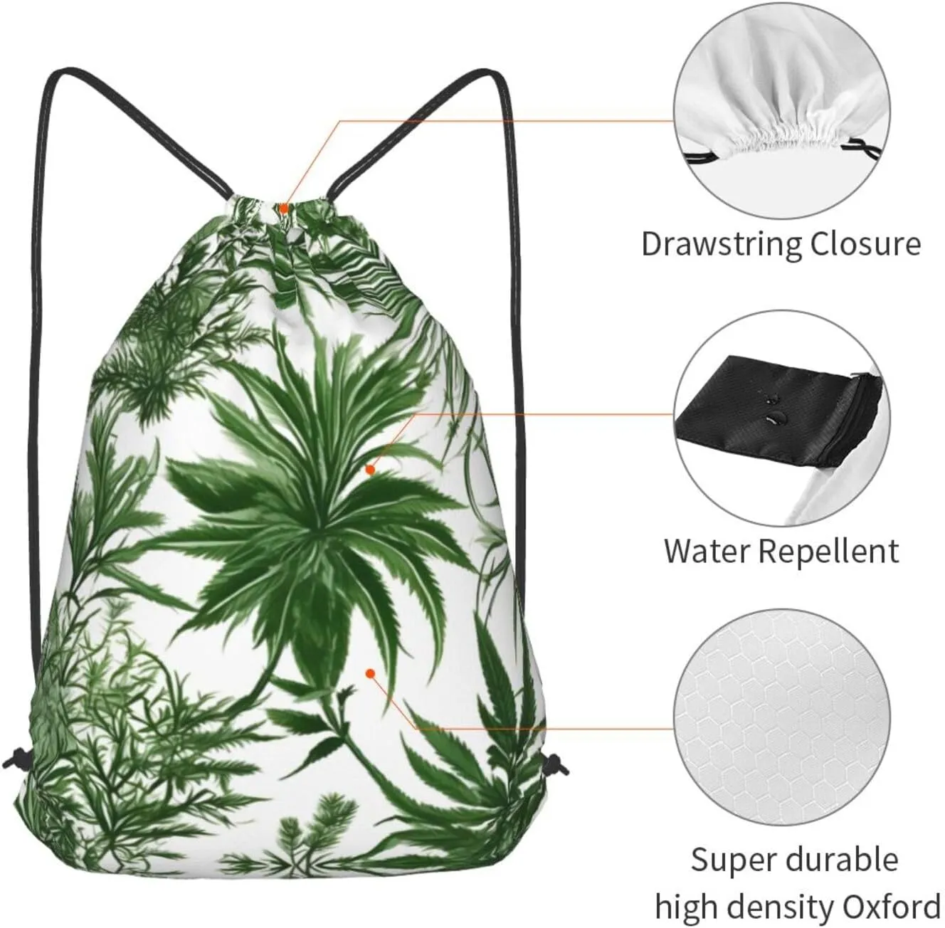 Flowering Herbs And Herbaceous Plants Drawstring Backpacks Polyester Bag For Yoga Meditation Fitness