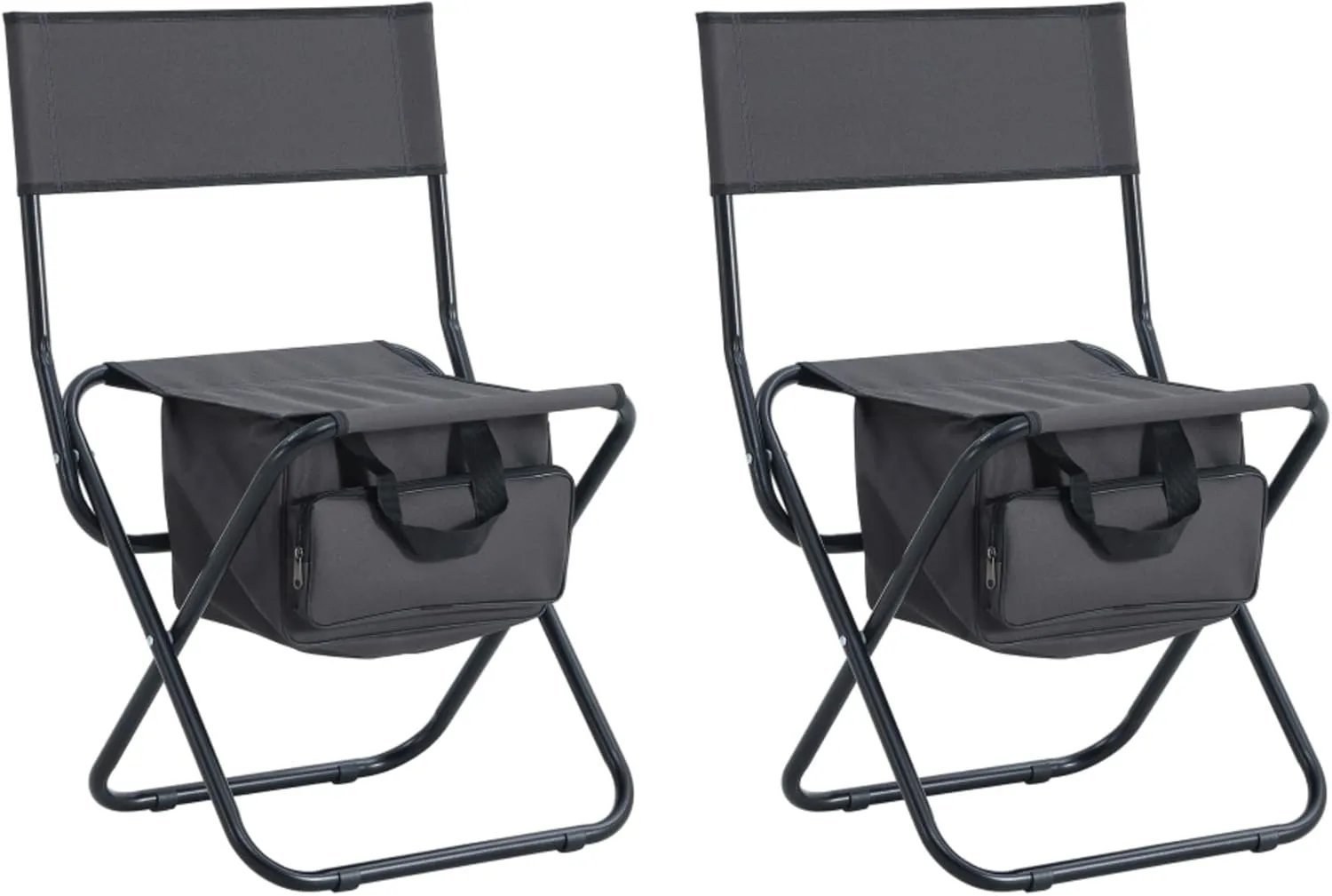 Folding Outdoor Indoor Table and Chairs Set Aluminum Frame Oxford Cloth Chair Oversized Design Soft Padding Side Table Storage Pocket (Gray(Chair B),Set of 3)