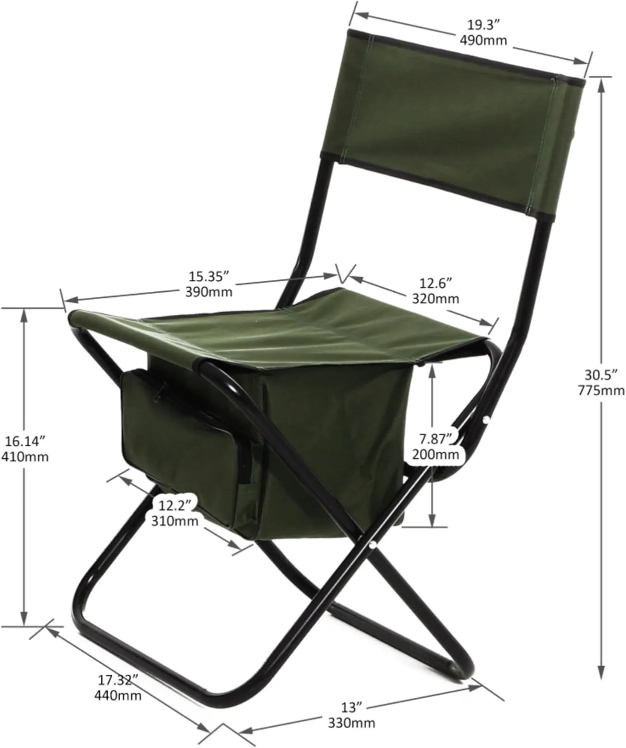 Folding Outdoor Indoor Table and Chairs Set Aluminum Frame Oxford Cloth Chair Oversized Design Soft Padding Side Table Storage Pocket (Gray(Chair B),Set of 3)