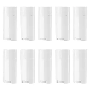 Framendino, 10 Pack 2.5 Oz Empty Deodorant Containers Plastic 75 ml White Oval Twist-Up Refillable Tubes Container for DIY
