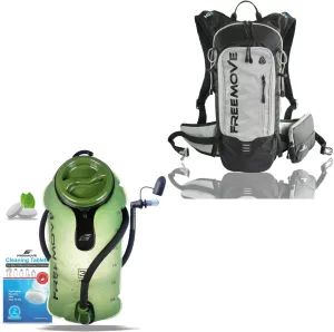 FREEMOVE 3L Hydration Bladder - Green   Daypack Backpack - Gray, 10L Capacity & Many Compartments