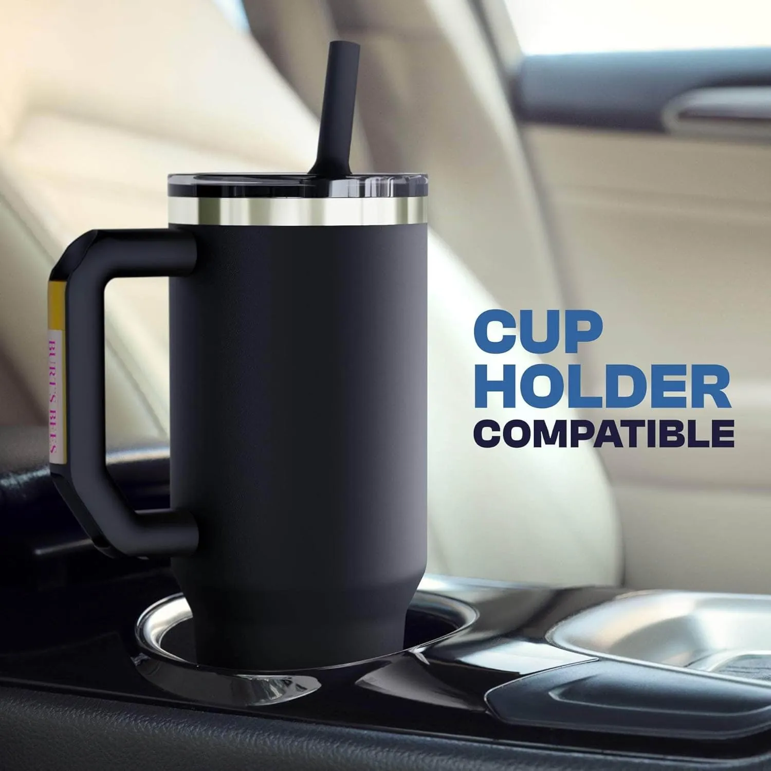 Frost Buddy Thicc Buddy - 30 oz Stainless Steel Vacuum Insulated Tumbler with Lid and Straw for Water - Travel Mug Cupholder Friendly - Gifts for Women Men Him Her (Beige Checkered)