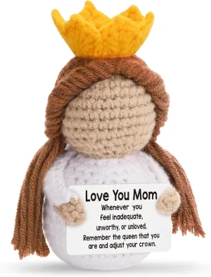 Funny Mothers Day Gifts for Mom from Daughter Son Husband Kids, Best Handmade Crochet Crown, Unique Present for Expecting New Mother to be Step Bonus Mom Birthday Christmas Stocking Stuffer