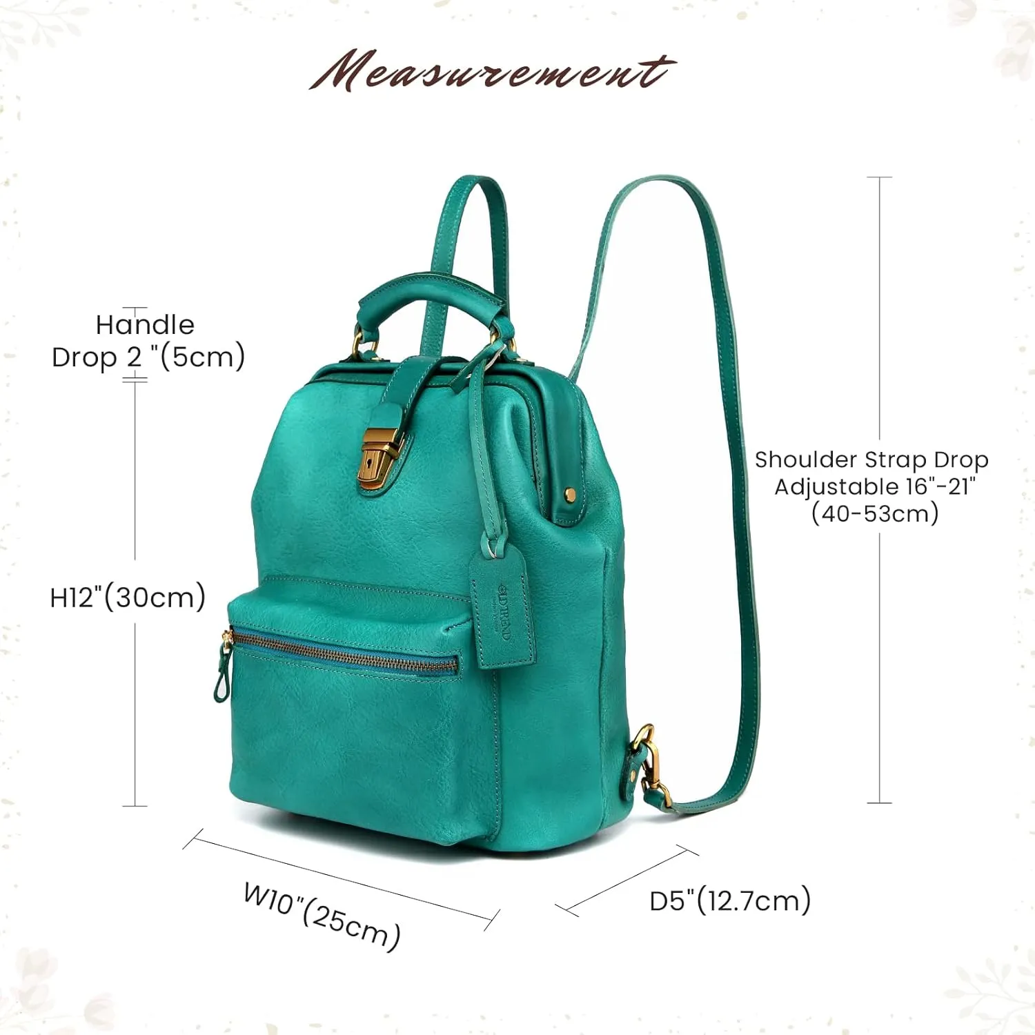 Genuine Leather Backpack Purse for Women Casual Daypack Small Business Casual Fashion Backpack for Women (Aqua)