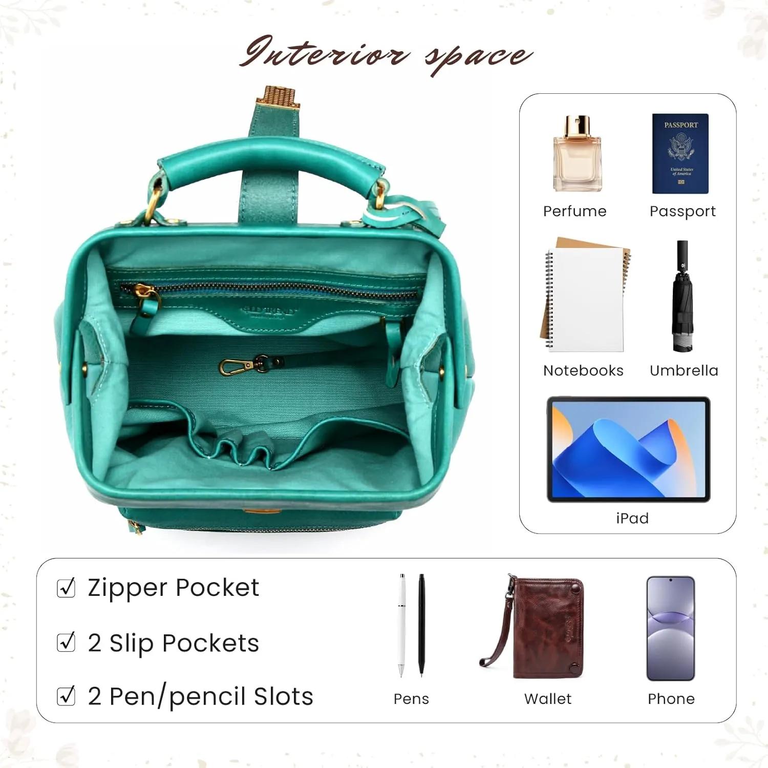 Genuine Leather Backpack Purse for Women Casual Daypack Small Business Casual Fashion Backpack for Women (Aqua)