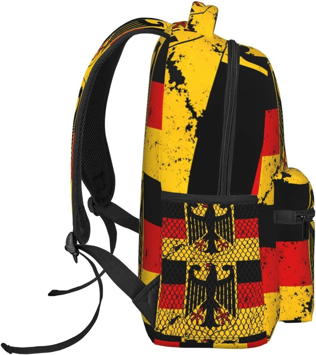 Germany Coat Of Arms German Flag Casual Backpack Travel Pack Bag Laptop Backpacks With Side Pockets Front Zipper Pockets Bookpack Daypack Picnic Rucksack Computer Bag