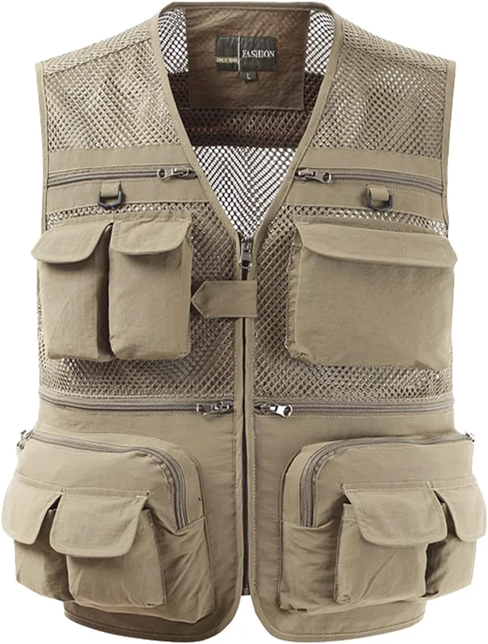 Gihuo Men's Fishing Vest Utility Safari Travel Vest with Pockets Outdoor Work Photo Cargo Fly Summer Vest
