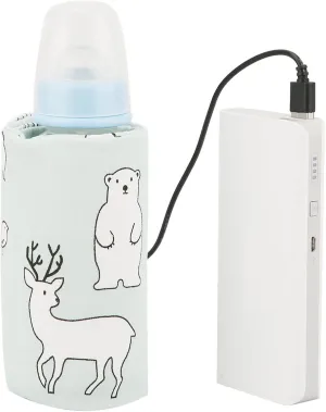 GOTOTOP Bottle Warmer Bag, Portable Cooler Case for Baby Milk, USB Charging, Bear Pattern