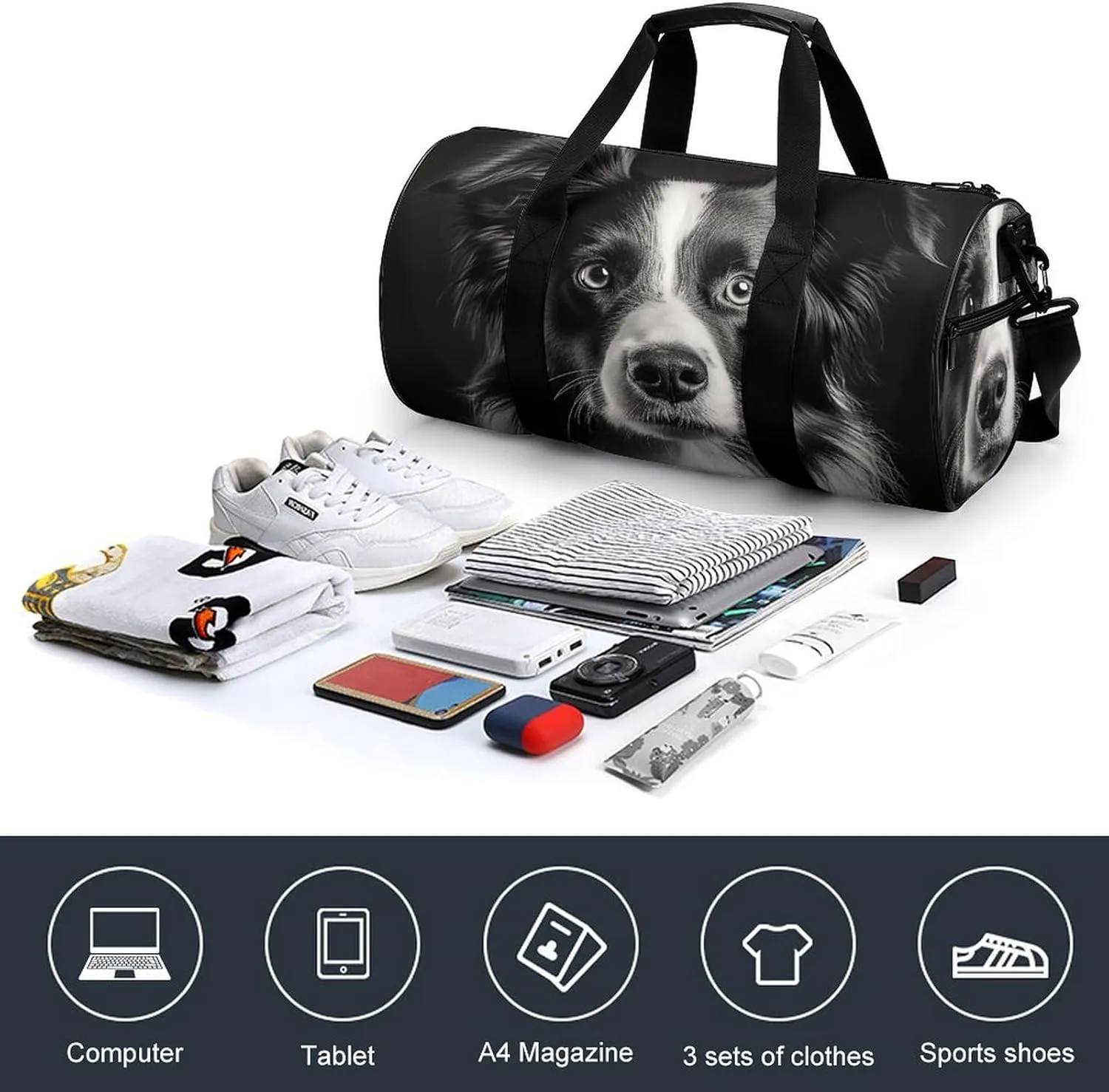 Gym Bag A Photo of A Dog Duffel Bag for Men Women Overnight Bag with Shoe Compartment Workout Bags