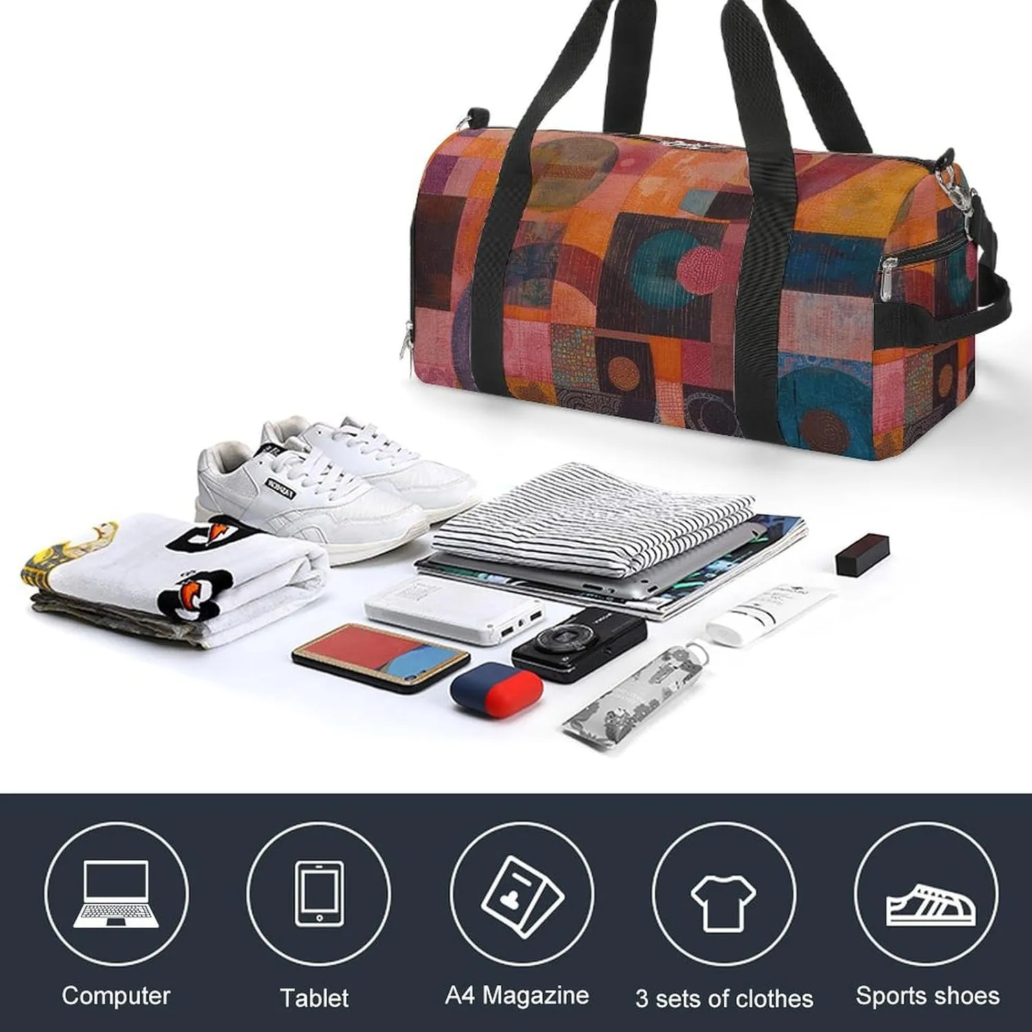 Gym Bag An Abstract Painting Duffel Bag for Men Women Overnight Bag with Shoe Compartment Workout Bags