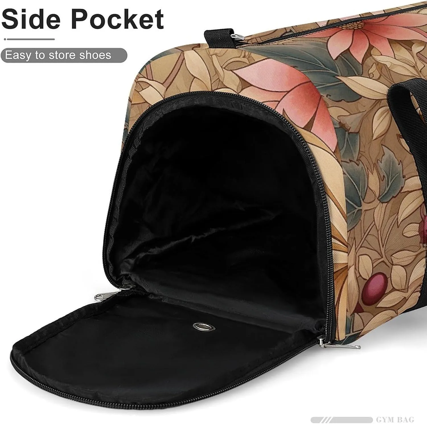 Gym Bag Art Style Flowers Duffel Bag for Men Women Overnight Bag with Shoe Compartment Workout Bags