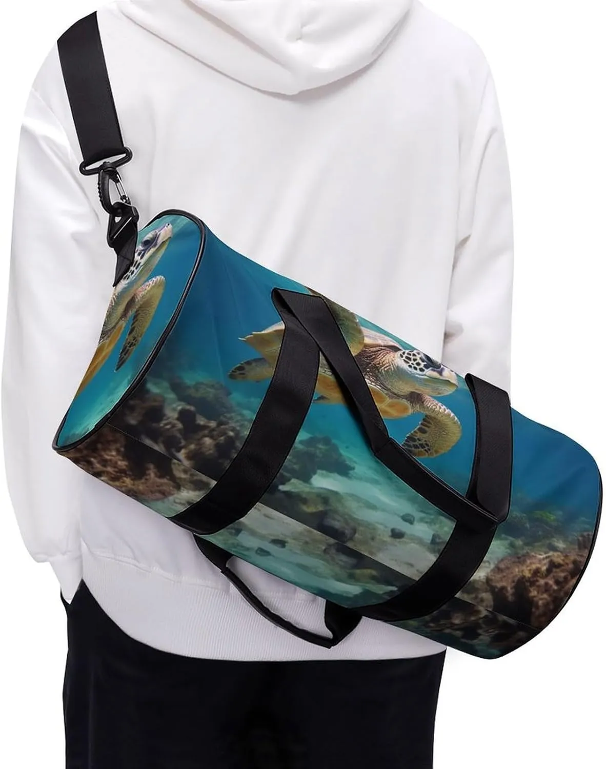 Gym Bag Sea Turtle Duffel Bag for Men Women Overnight Bag with Shoe Compartment Workout Bags